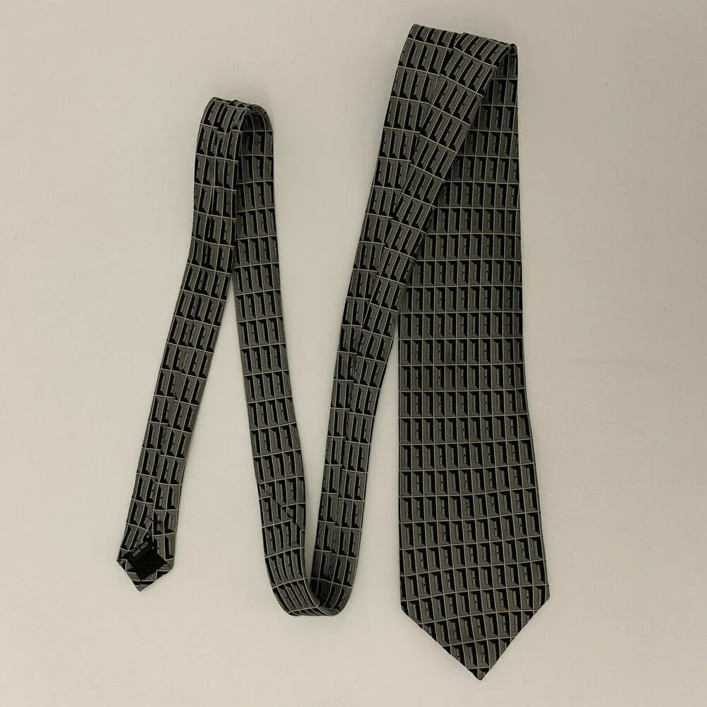 Antonia Collection Men's‎ Tie Necktie Gray Black Multi-color 100% Silk
